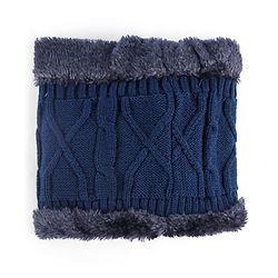 Pine Kids Knit Solid Woollen Cap & Muffler Navy Blue - Diameter 15 cm