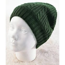 Pine Kids Solid Color Woollen Cap Dark Green- Diameter 18 cm
