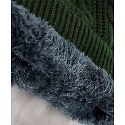 Pine Kids Solid Color Woollen Cap Dark Green- Diameter 18 cm