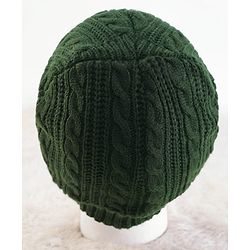 Pine Kids Solid Color Woollen Cap Dark Green- Diameter 18 cm