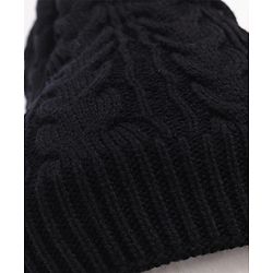 Pine Kids Knitted Solid Woollen Cap & Muffler Black - Diameter 20 cm