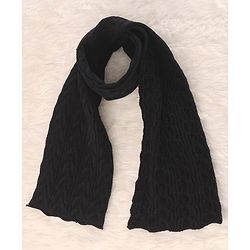 Pine Kids Knitted Solid Woollen Cap & Muffler Black - Diameter 20 cm