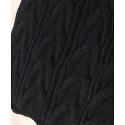 Pine Kids Knitted Solid Woollen Cap & Muffler Black - Diameter 20 cm