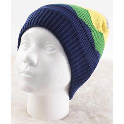 Pine Kids Solid Color Woollen Cap Navy Blue - Diameter 20 cm