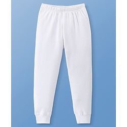 Pine Kids Cotton Knit Full Sleeves Solid Coloured Thermal Wear Set - White