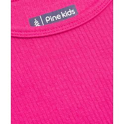 Pine Kids Knit Full Sleeves Solid Color Pullover Thermal Inner Wear Set - Dark Pink