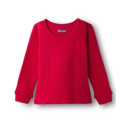 Pine Kids Cotton Knit Full Sleeves Solid Pullover Thermal Set - Red
