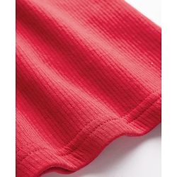 Pine Kids Cotton Knit Full Sleeves Solid Pullover Thermal Set - Red