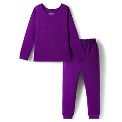 Pine Kids Knit Full Sleeves Solid Pullover Thermal Set - Imperial Purple