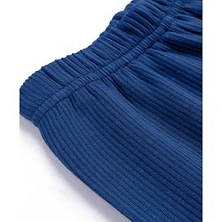 Pine Kids Cotton Knit Full Sleeves Solid Coloured Thermal Wear Set - Navy Blue