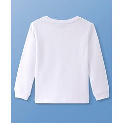 Pine Kids Cotton Knit Full Sleeves Solid Pullover Thermal Set - White