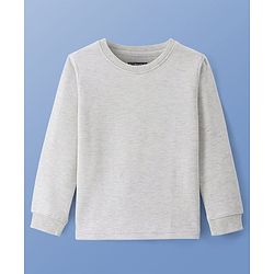 Pine Kids Cotton Knit Full Sleeves Solid Coloured Thermal Wear Set - Grey