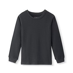 Pine Kids Cotton Knit Full Sleeves Solid Coloured Thermal Wear Set - Black