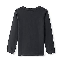 Pine Kids Cotton Knit Full Sleeves Solid Coloured Thermal Wear Set - Black