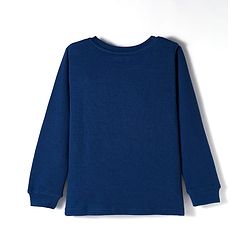 Pine Kids Cotton Knit Full Sleeves Solid Color Pullover Thermal Set - Navy Blue