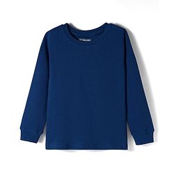 Pine Kids Cotton Knit Full Sleeves Solid Color Pullover Thermal Set - Navy Blue