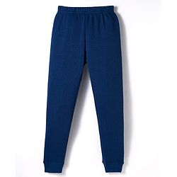 Pine Kids Cotton Knit Full Sleeves Solid Color Pullover Thermal Set - Navy Blue