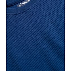 Pine Kids Cotton Knit Full Sleeves Solid Color Pullover Thermal Set - Navy Blue
