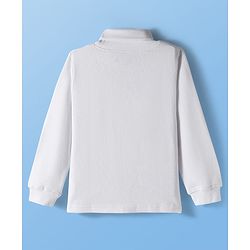 Pine Kids Cotton Knit Full Sleeves Solid Color Turtle Neck Pullover Thermal Set - White