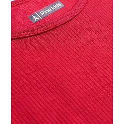 Pine Kids Knit Full Sleeves Solid Color Thermal Vest - Red