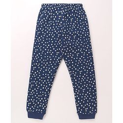 Pine Kids Cotton Knit Full Sleeves Thermal Vest & Pant Set with Floral Print - Navy Blue