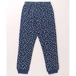 Pine Kids Cotton Knit Full Sleeves Thermal Vest & Pant Set with Floral Print - Navy Blue