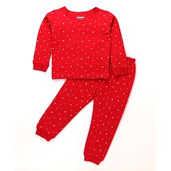 Pine Kids Cotton Knit Full Sleeves Thermal Vest & Pant Set with Floral Print - Navy Blue