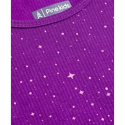 Pine Kids Cotton Knit Full Sleeves Thermal Vest & Pant Set with Floral Print - Navy Blue