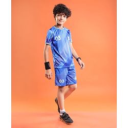 Pine Active Half Sleeves All Over Printed T-Shirt and Shorts Set - Blue