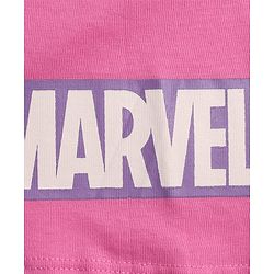 Pine Kids Marvel 100% Cotton Oversized Drop Shoulder Half Sleeve Crop T-Shirt & Shorts With Avengers Graphics - Multicolor