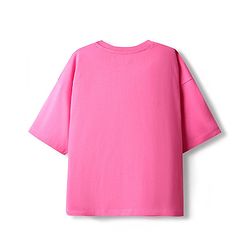Pine Kids Marvel Single Jersey Knit Half Drop Shoulder Sleeves Oversized Crop T-Shirt & Shorts Set with Avengers Graphics & Reversible Sequin - Pink