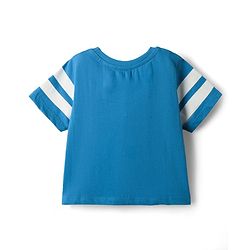 Pine Kids Disney Single Jersey Knit Oversized Half Sleeves Crop Top and Skirt with Disney Princess Graphics - Blue & Green
