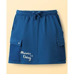 Pine Kids Disney 100% Cotton Oversize Drop Shoulder Half Sleeve Crop Top & Skirt With Disney Princess Graphics - Blue