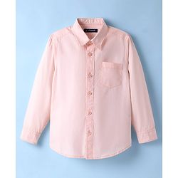 Pine Kids Full Sleeves Cotton Woven Solid Color Shirt - Pink