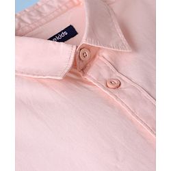 Pine Kids Full Sleeves Cotton Woven Solid Color Shirt - Pink