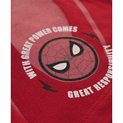 Pine Kids Marvel 100% Cotton Above Knee Length Shorts With Spiderman Graphics - Red