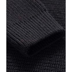 Pine Kids Knit Full Sleeves Solid Color Hooded Front Open Sweater - Black