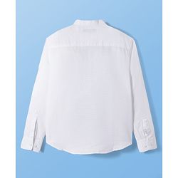 Pine Kids Cotton Woven Full Sleeves Solid Colour Kurta Style Shirt - White