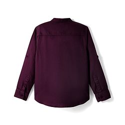 Pine Kids Cotton Woven Full Sleeves Mandarin Collar Solid Shirt - Wine