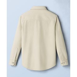 Pine Kids Cotton Woven Full Sleeves Shirt with Front Pocket & Text Print - Beige