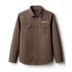 Pine Kids Cotton Woven Full Sleeves Shirt with Front Pocket & Text Print - Brown