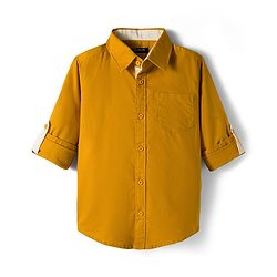 Pine Kids Cotton Woven Full Sleeves Solid Shirt - Dark Yellow