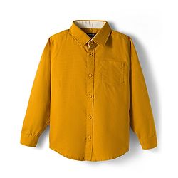 Pine Kids Cotton Woven Full Sleeves Solid Shirt - Dark Yellow