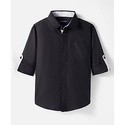 Pine Kids Cotton Woven Full Sleeves Solid Shirt - Dark Yellow