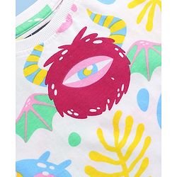 Pine Kids Single Jersey Knit Half Sleeves Co-ords Night Suit with Sea Life Print - White