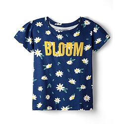 Pine Kids Single Jersey Knit Half Sleeves Co-ords Night Suit with Floral Print - Navy Blue