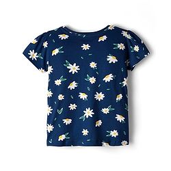 Pine Kids Single Jersey Knit Half Sleeves Co-ords Night Suit with Floral Print - Navy Blue