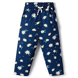 Pine Kids Single Jersey Knit Half Sleeves Co-ords Night Suit with Floral Print - Navy Blue