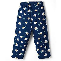 Pine Kids Single Jersey Knit Half Sleeves Co-ords Night Suit with Floral Print - Navy Blue
