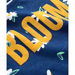 Pine Kids Single Jersey Knit Half Sleeves Co-ords Night Suit with Floral Print - Navy Blue
